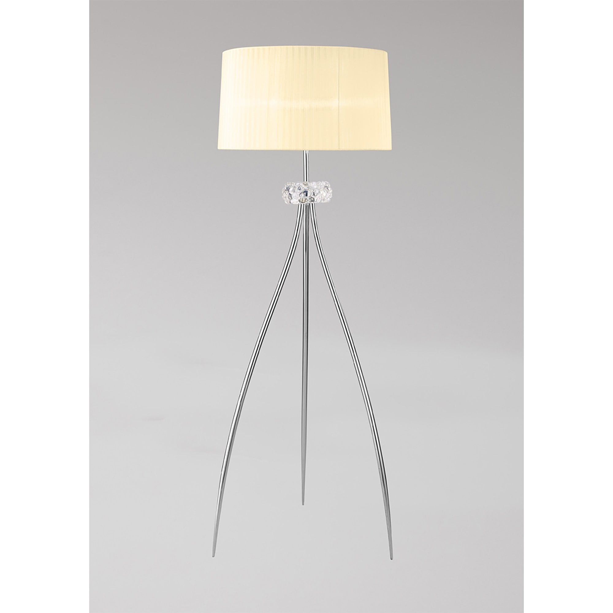 M4638/CS Loewe Floor Lamp 3 Light E27 Polished Chrome Cream Shade