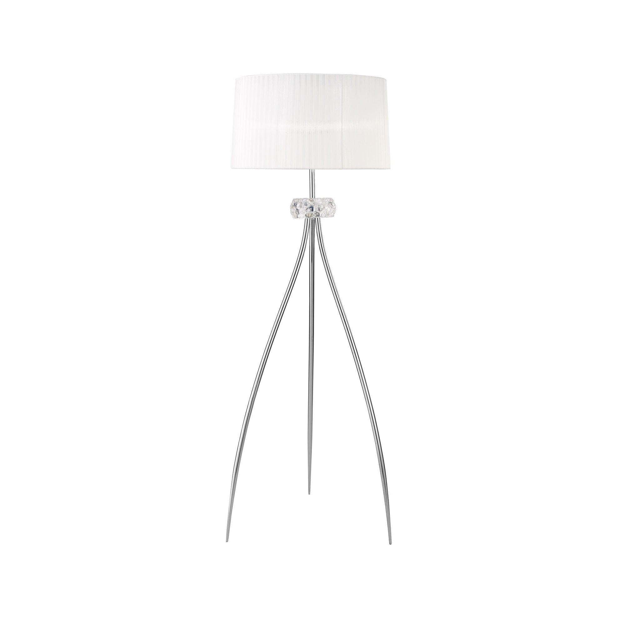 M4638 Loewe Floor Lamp 3 Light E27 Polished Chrome White Shade