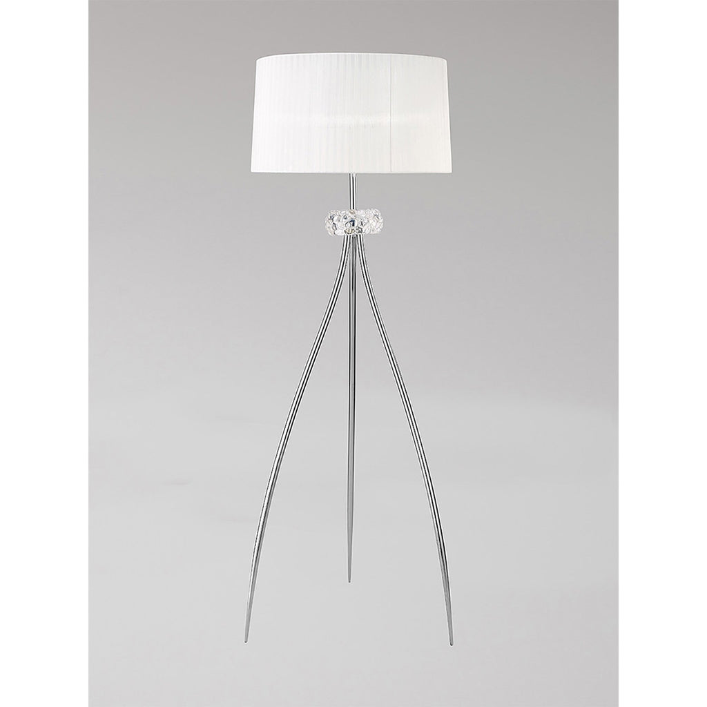 M4638 Loewe Floor Lamp 3 Light E27 Polished Chrome White Shade