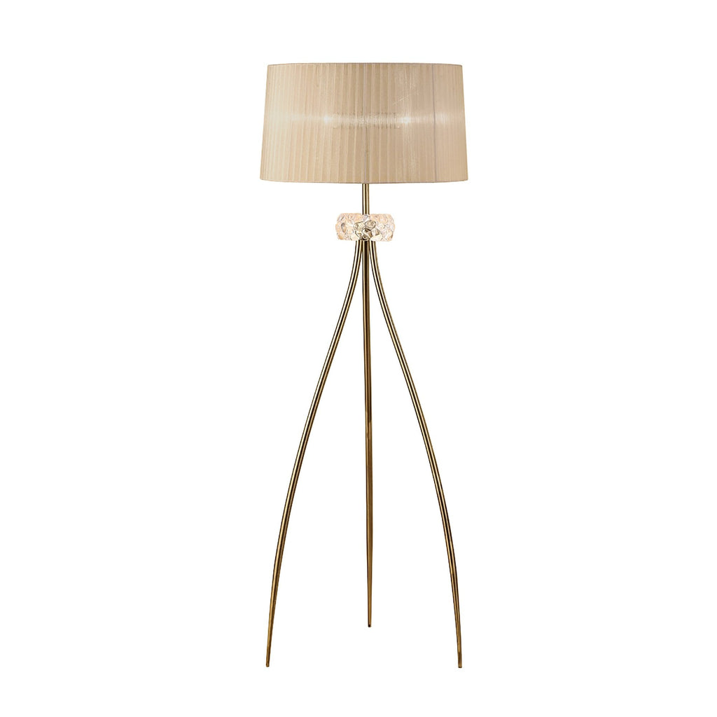 M4638AB/SB Loewe Floor Lamp 3 Light E27 Antique Brass Soft Bronze Shade