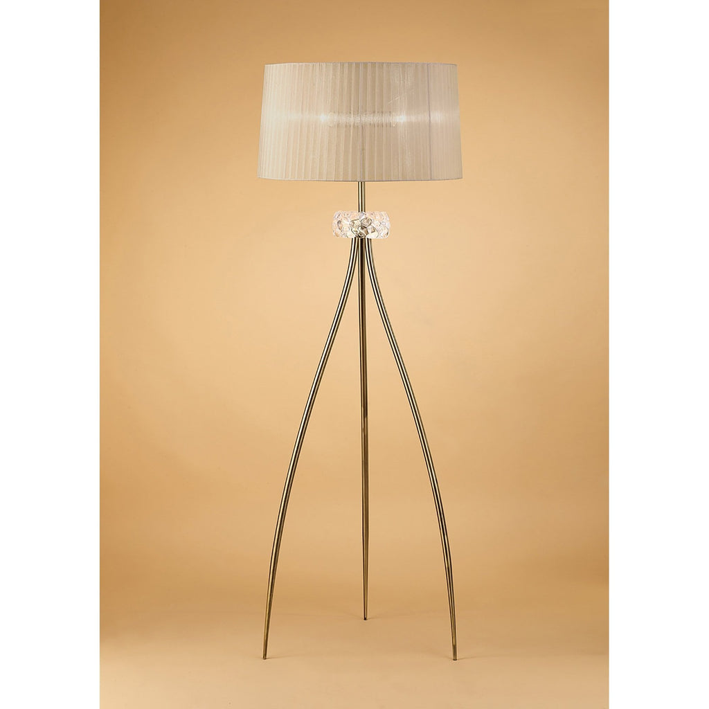 M4638AB/SB Loewe Floor Lamp 3 Light E27 Antique Brass Soft Bronze Shade
