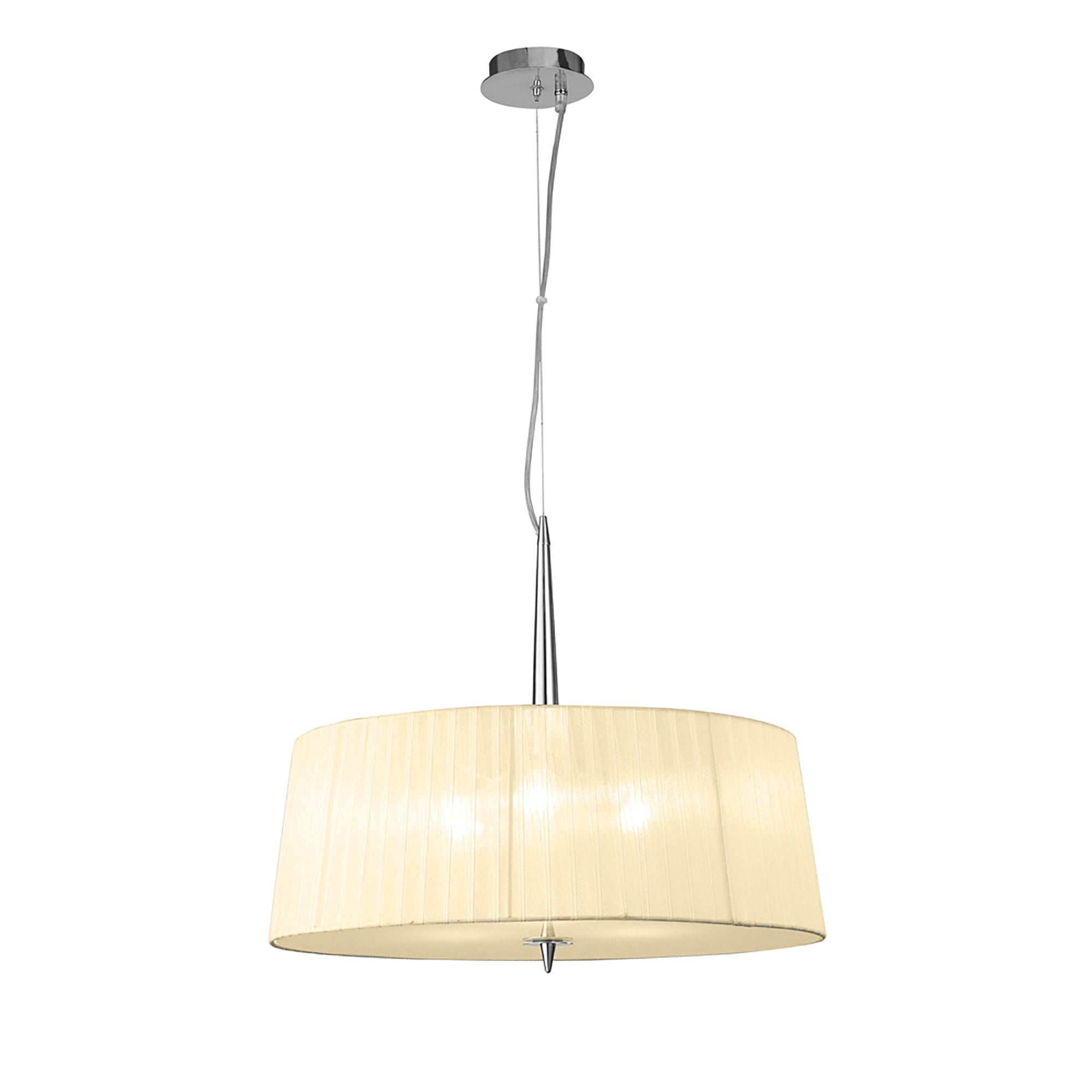 M4639/CS Loewe Single Pendant 3 Light E27 Polished Chrome Cream Shade