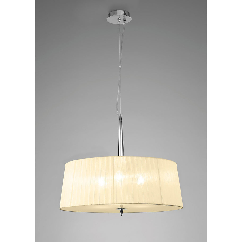 M4639/CS Loewe Single Pendant 3 Light E27 Polished Chrome Cream Shade