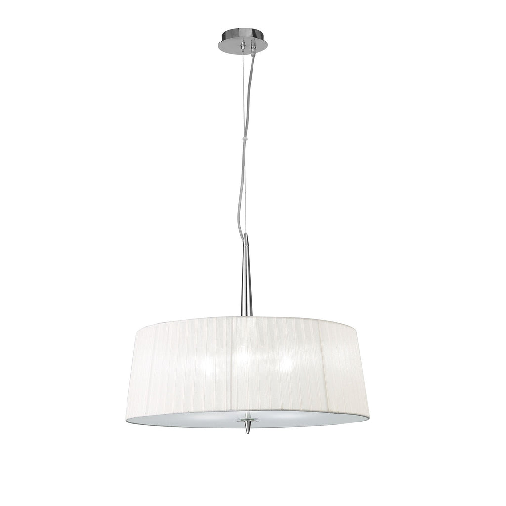M4639 Loewe Single Pendant 3 Light E27 Polished Chrome White Shade