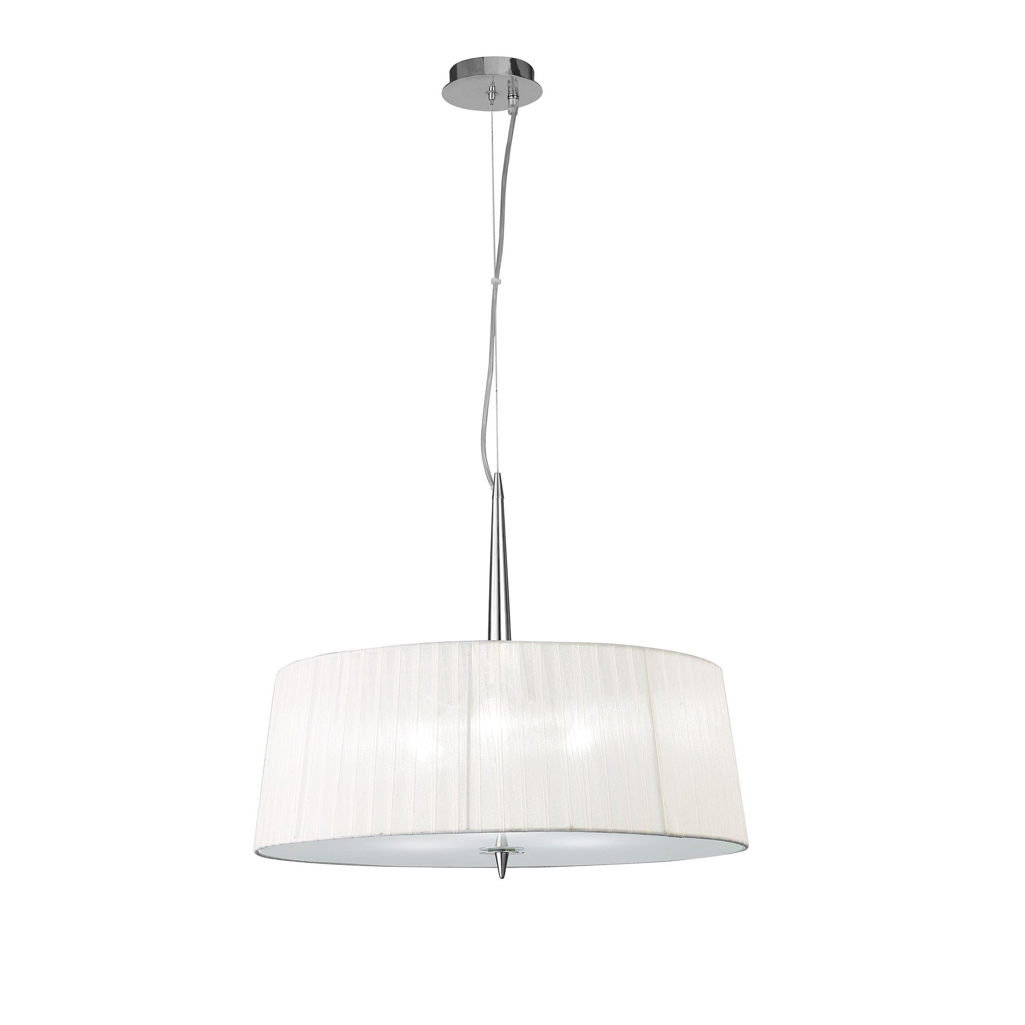 M4639 Loewe Single Pendant 3 Light E27 Polished Chrome White Shade