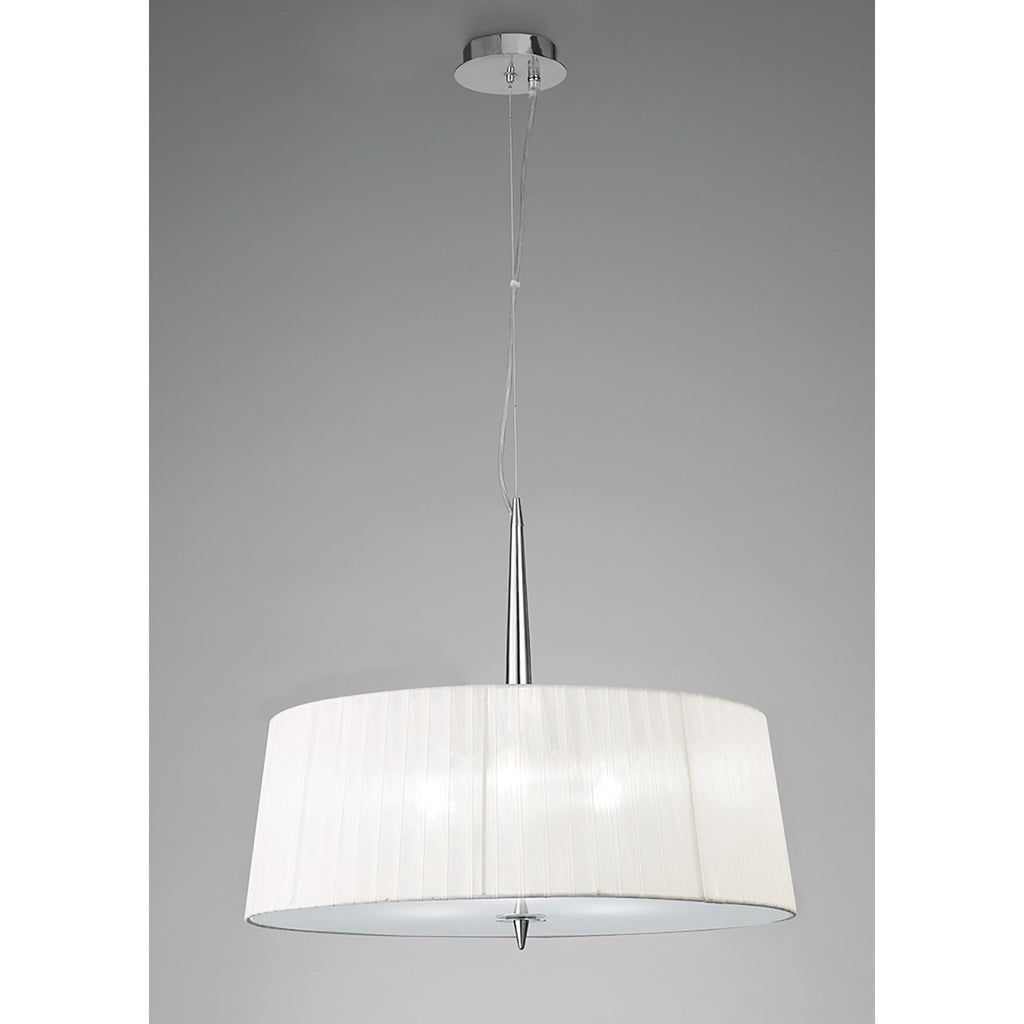 M4639 Loewe Single Pendant 3 Light E27 Polished Chrome White Shade