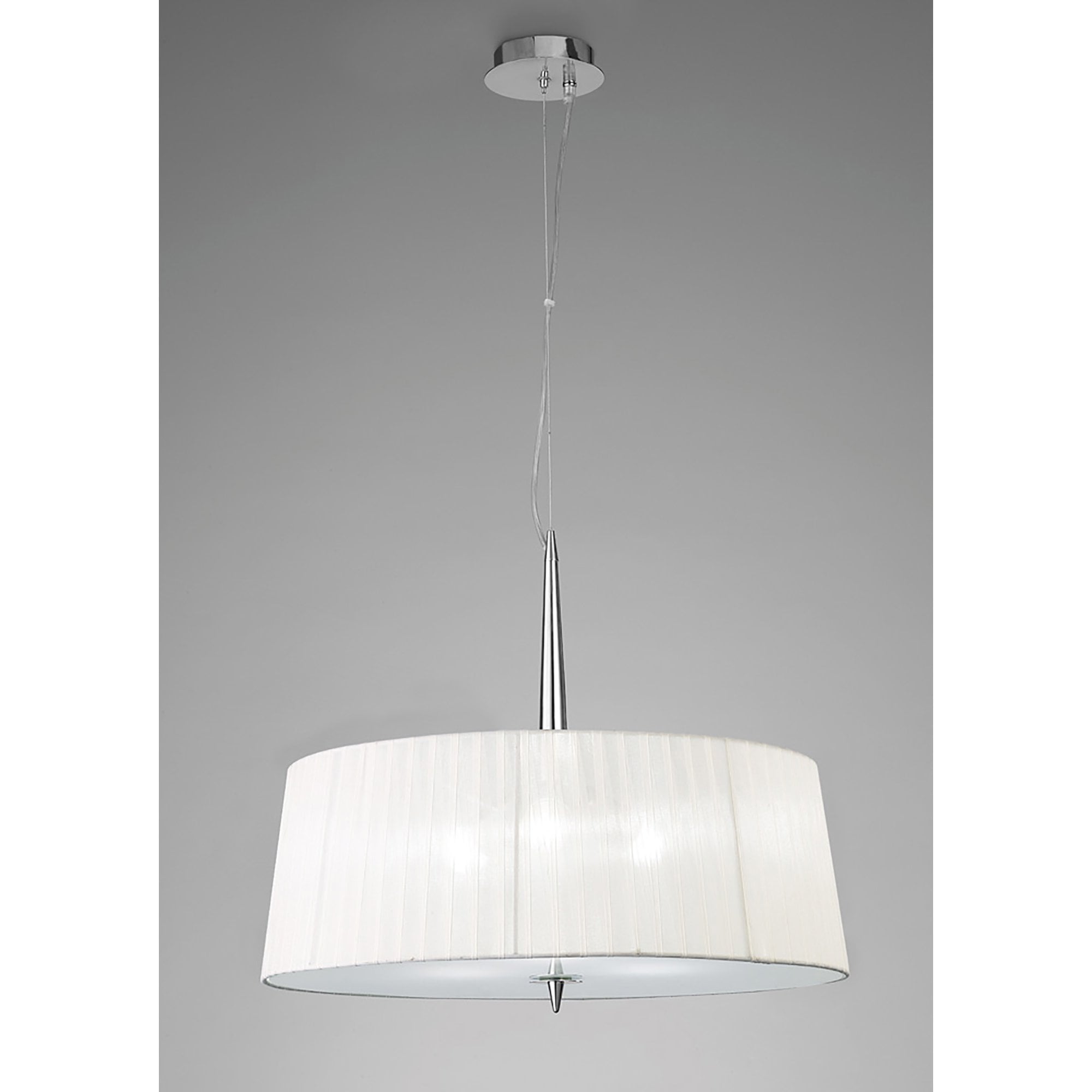 M4639 Loewe Single Pendant 3 Light E27 Polished Chrome White Shade