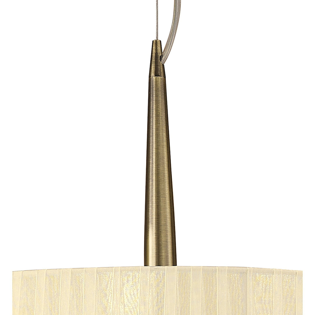 M4639AB Loewe Single Pendant 3 Light E27 Antique Brass Cream Shade