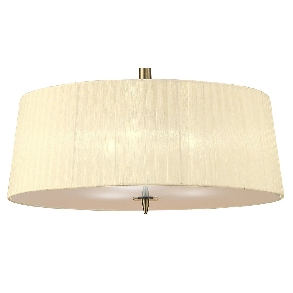 M4639AB Loewe Single Pendant 3 Light E27 Antique Brass Cream Shade