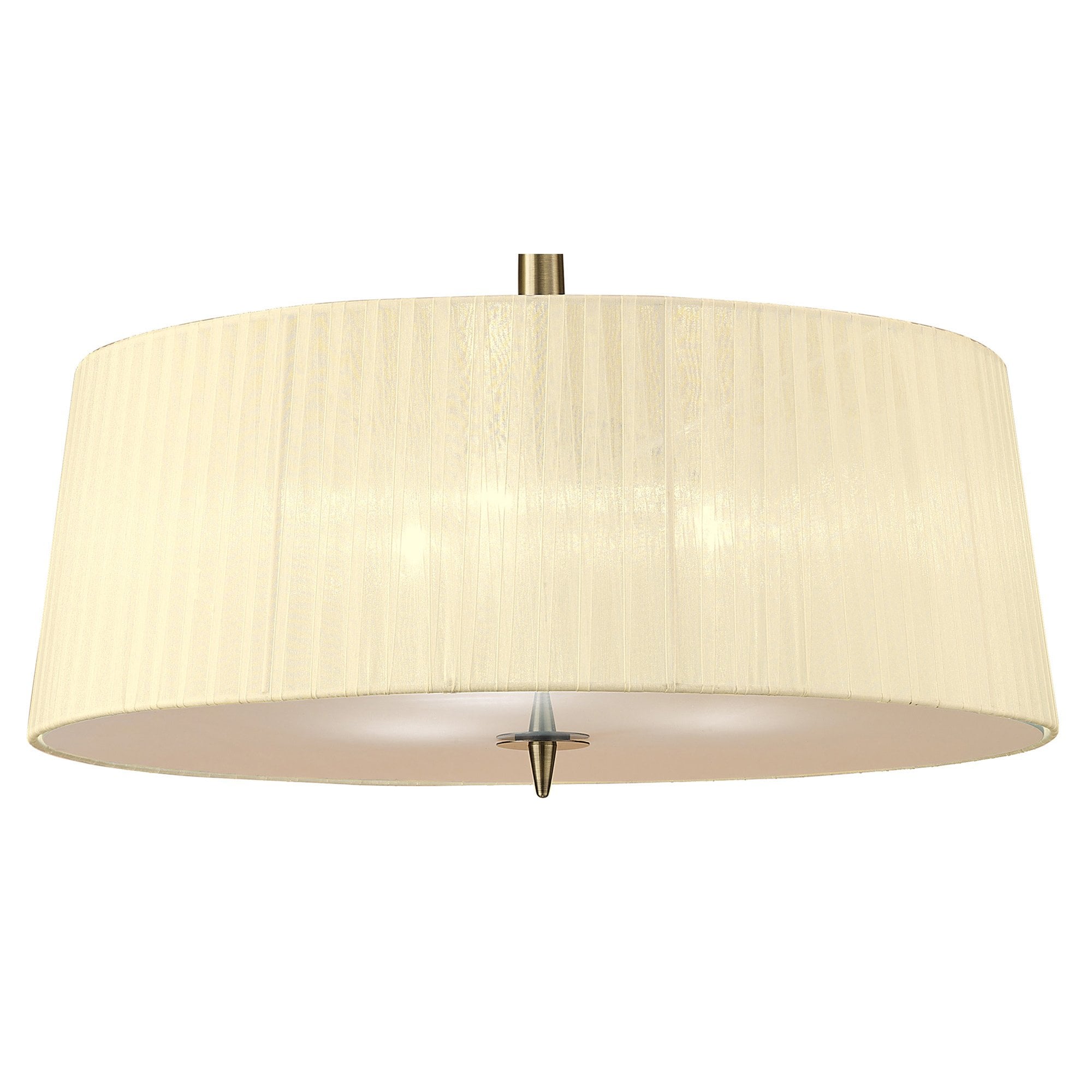 M4639AB Loewe Single Pendant 3 Light E27 Antique Brass Cream Shade