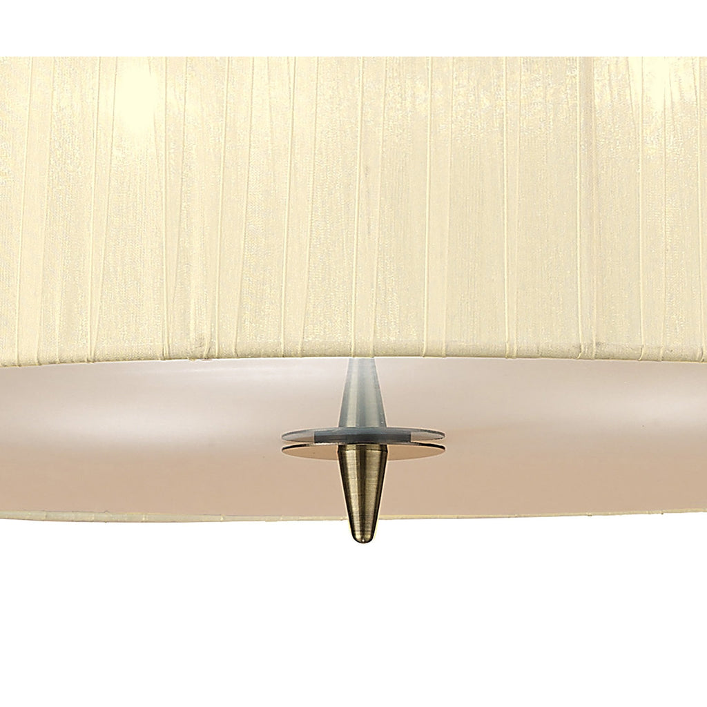M4639AB Loewe Single Pendant 3 Light E27 Antique Brass Cream Shade