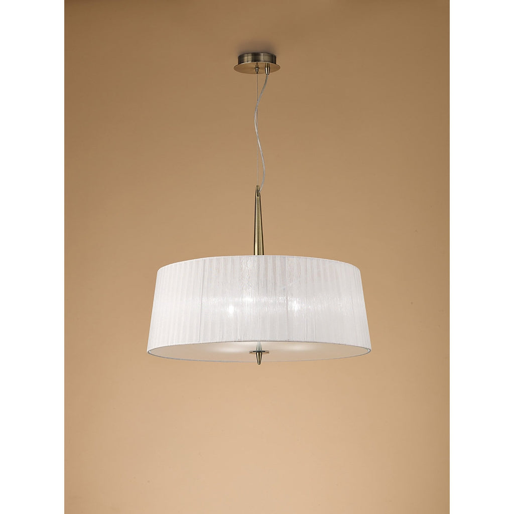 M4639AB/WS Loewe Single Pendant 3 Light E27 Antique Brass White Shade