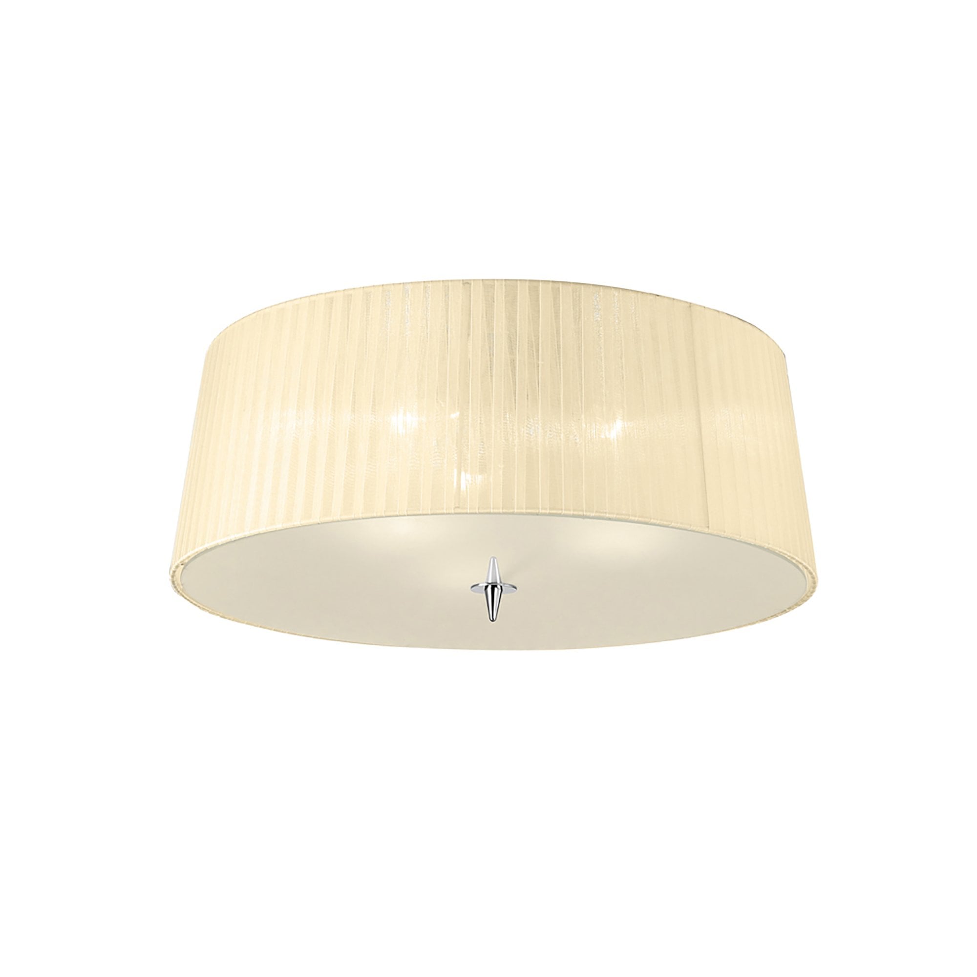 M4640/CS Loewe Flush Ceiling 3 Light E27 Polished Chrome Cream Shade