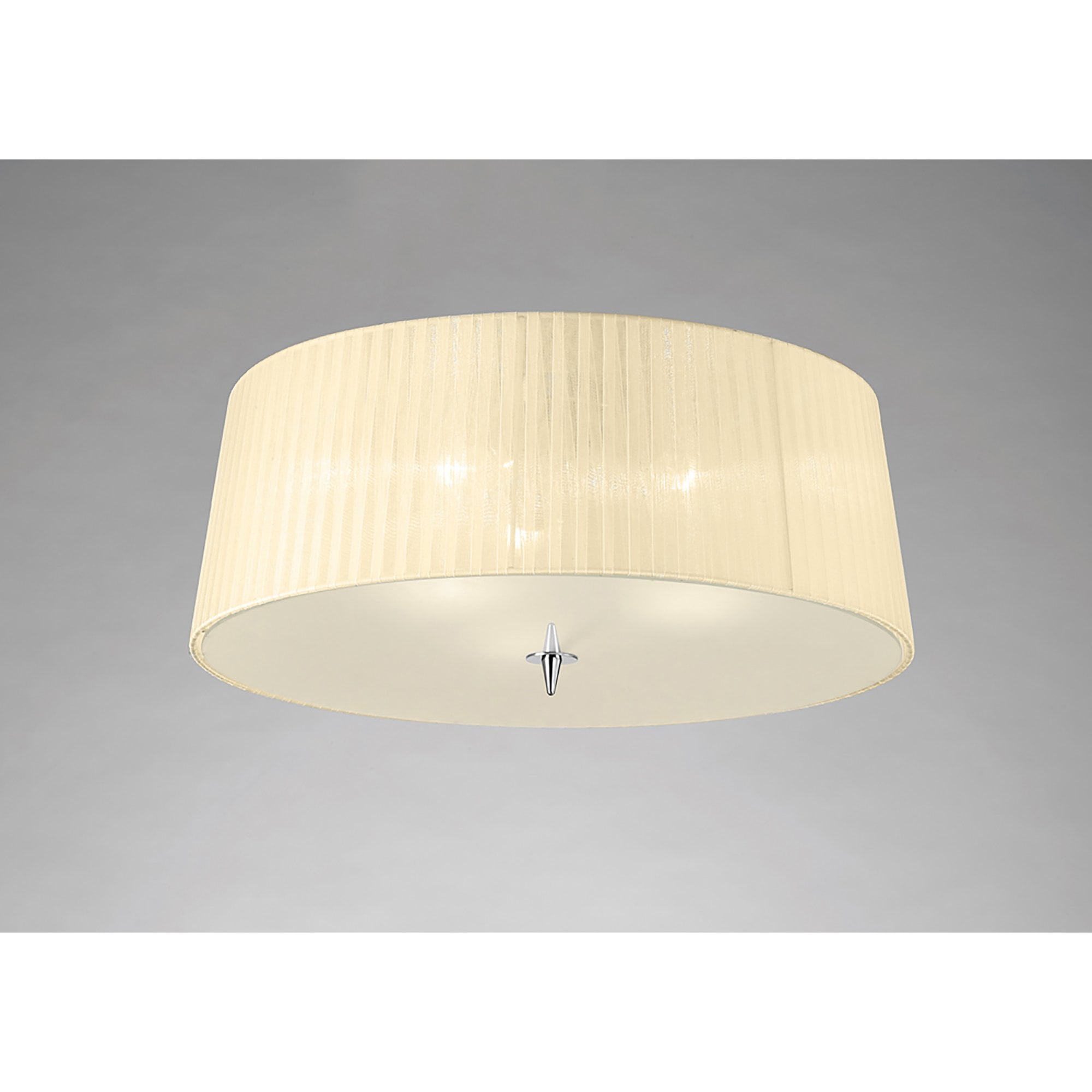 M4640/CS Loewe Flush Ceiling 3 Light E27 Polished Chrome Cream Shade