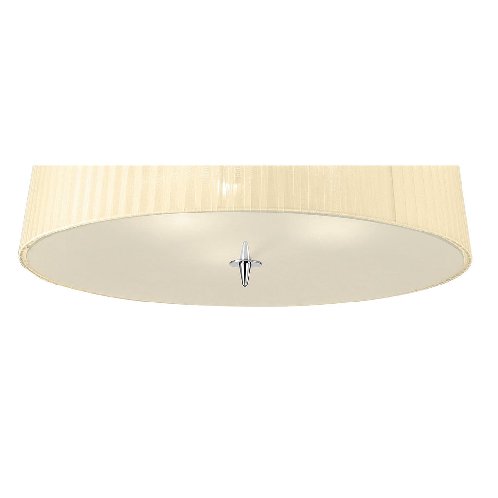 M4640/CS Loewe Flush Ceiling 3 Light E27 Polished Chrome Cream Shade
