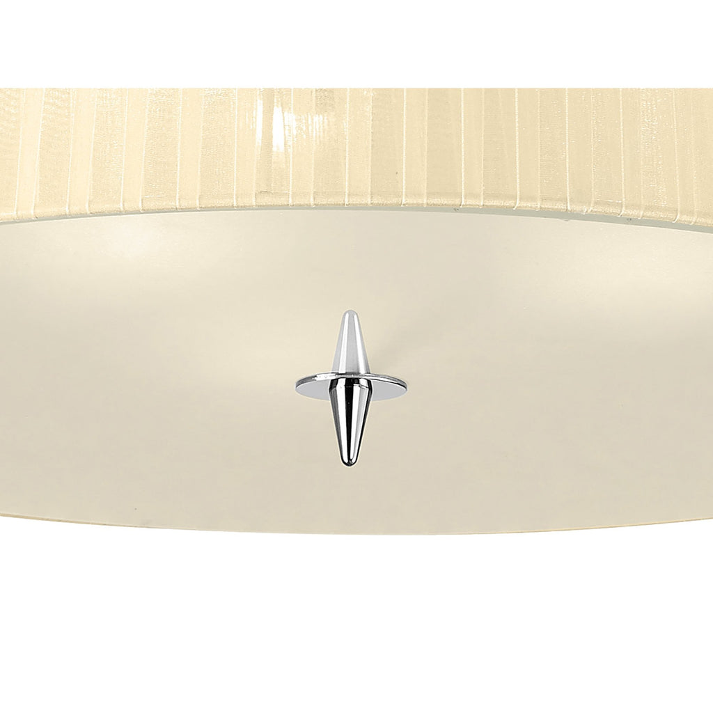 M4640/CS Loewe Flush Ceiling 3 Light E27 Polished Chrome Cream Shade