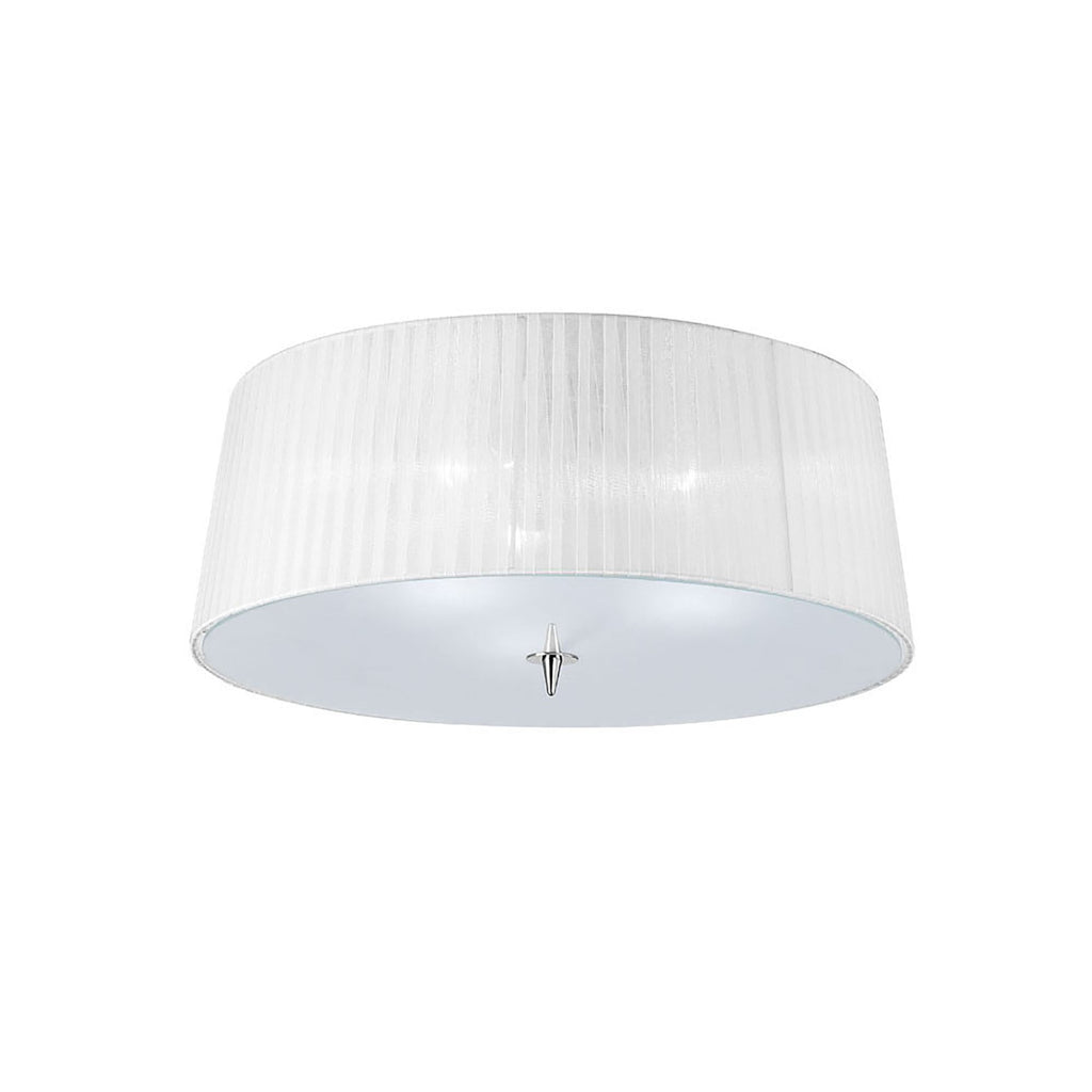 M4640 Loewe Flush Ceiling 3 Light E27 Polished Chrome White Shade