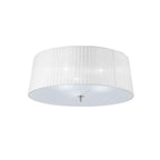 M4640 Loewe Flush Ceiling 3 Light E27 Polished Chrome White Shade