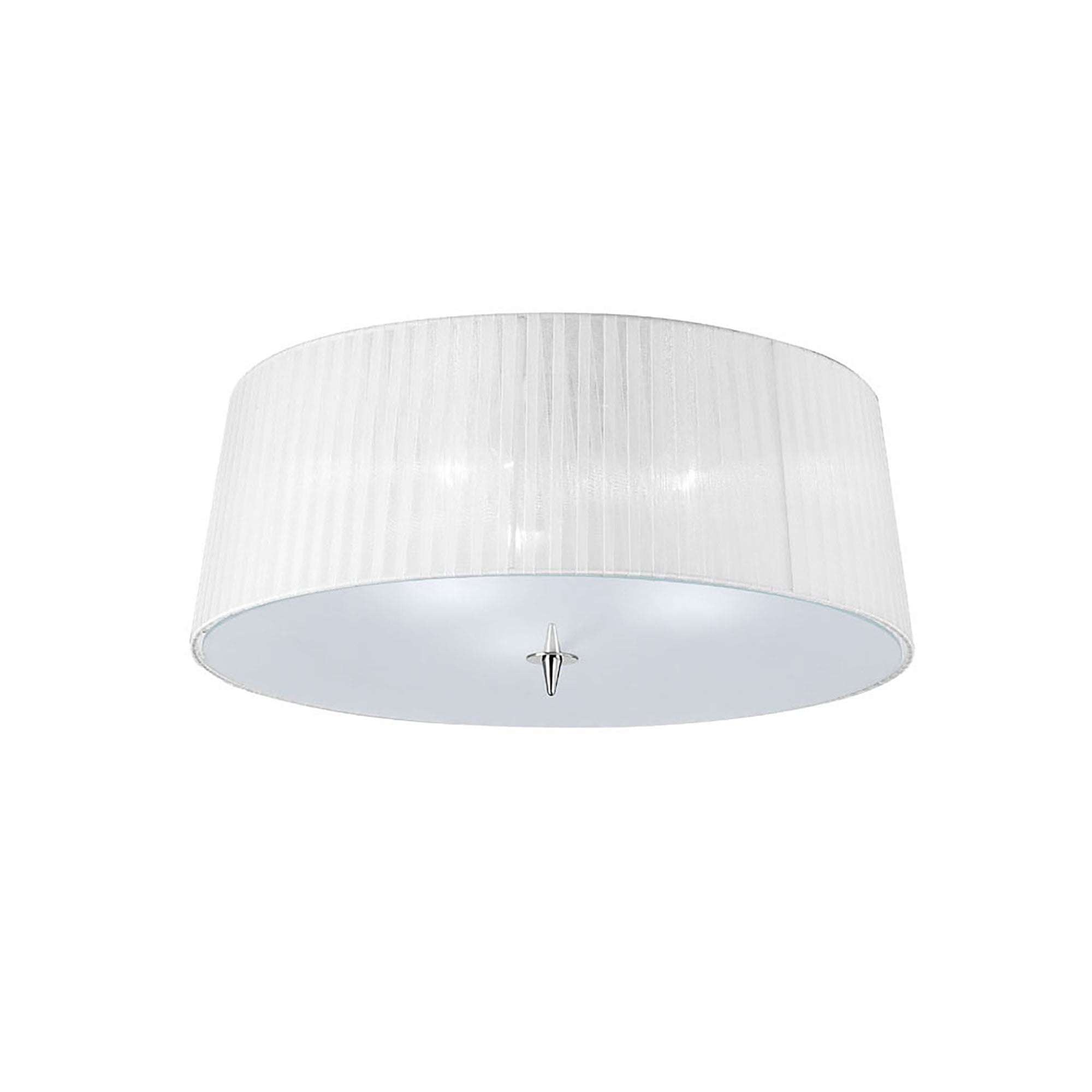 M4640 Loewe Flush Ceiling 3 Light E27 Polished Chrome White Shade