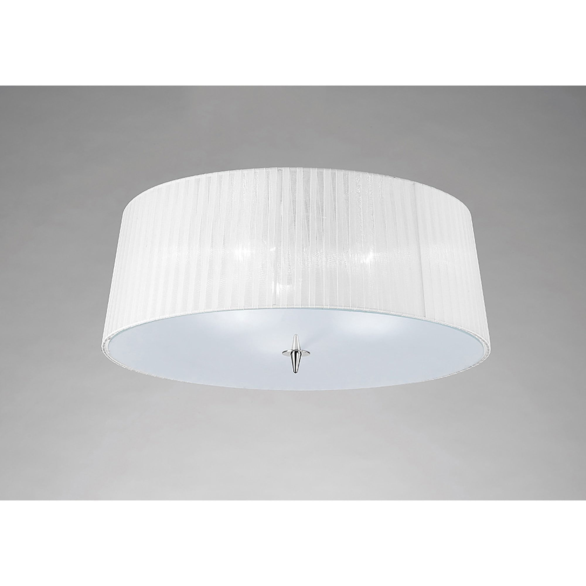 M4640 Loewe Flush Ceiling 3 Light E27 Polished Chrome White Shade