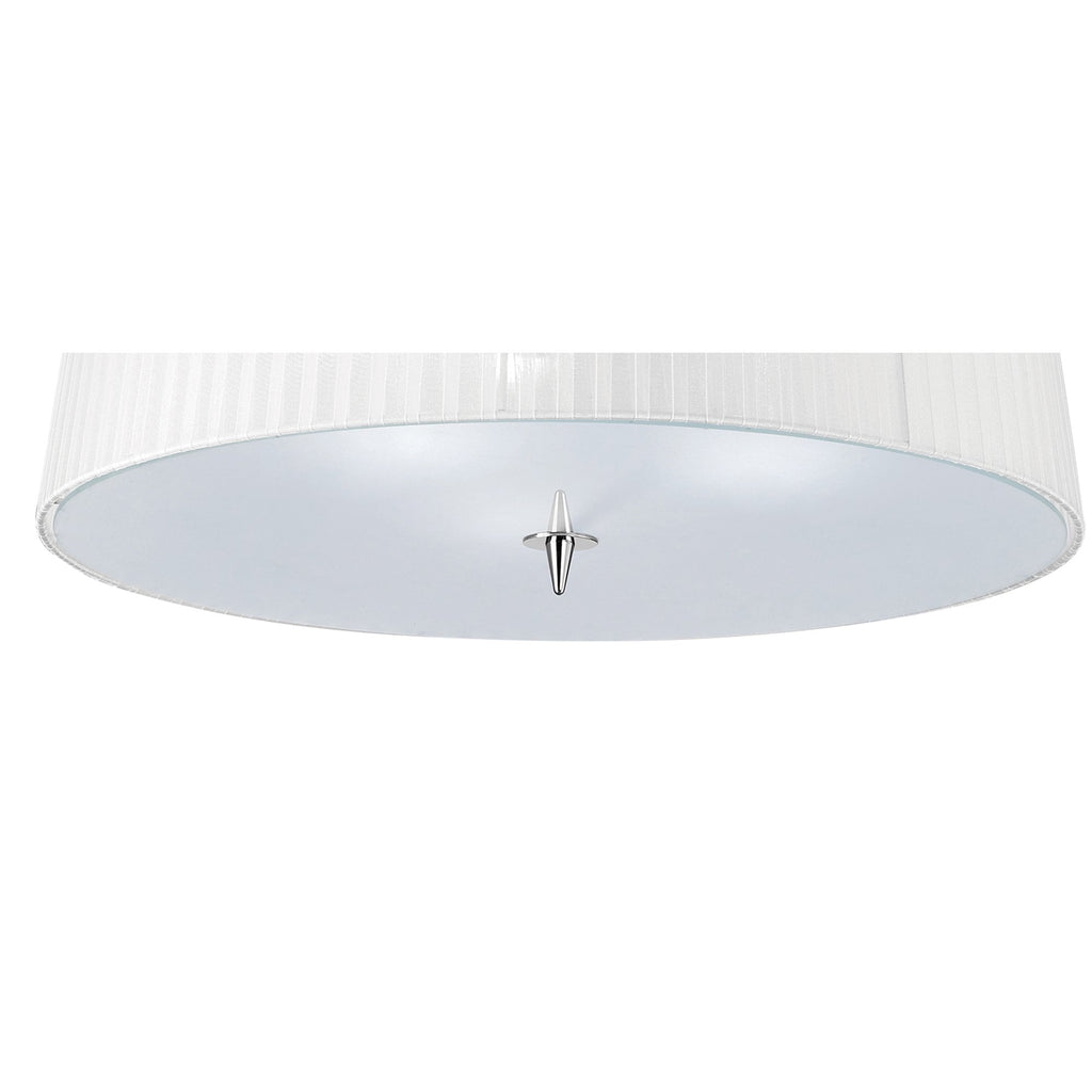 M4640 Loewe Flush Ceiling 3 Light E27 Polished Chrome White Shade