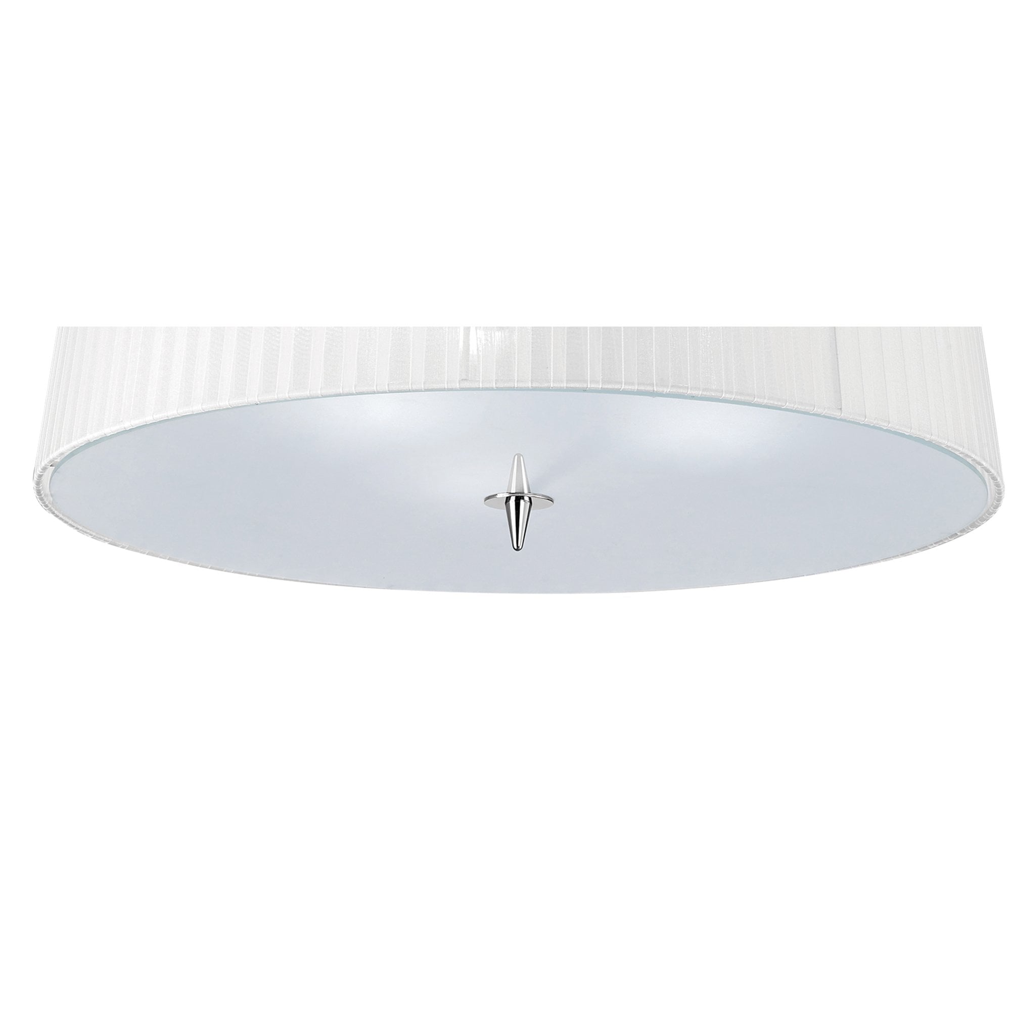 M4640 Loewe Flush Ceiling 3 Light E27 Polished Chrome White Shade