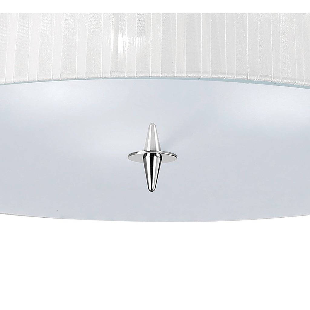 M4640 Loewe Flush Ceiling 3 Light E27 Polished Chrome White Shade