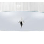 M4640 Loewe Flush Ceiling 3 Light E27 Polished Chrome White Shade
