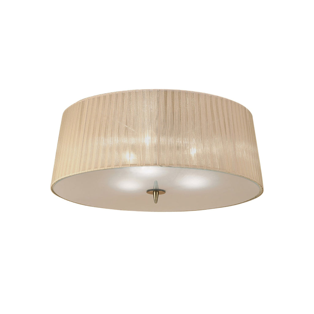 M4640AB/SB Loewe Flush Ceiling 3 Light E27 Antique Brass Soft Bronze Shade
