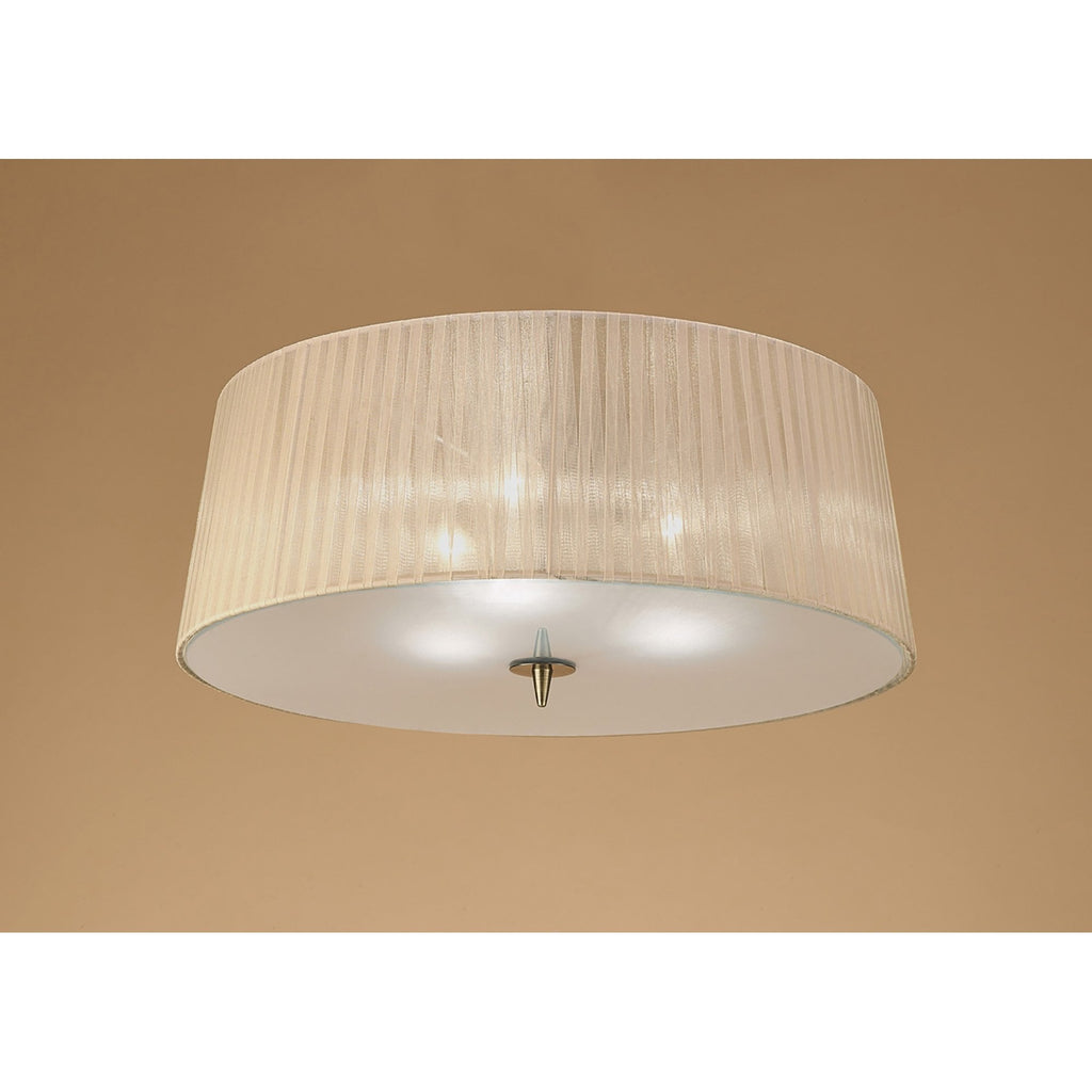 M4640AB/SB Loewe Flush Ceiling 3 Light E27 Antique Brass Soft Bronze Shade