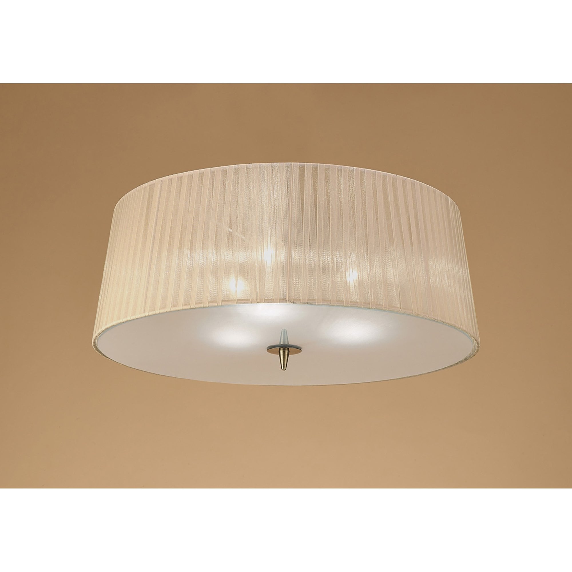 M4640AB/SB Loewe Flush Ceiling 3 Light E27 Antique Brass Soft Bronze Shade