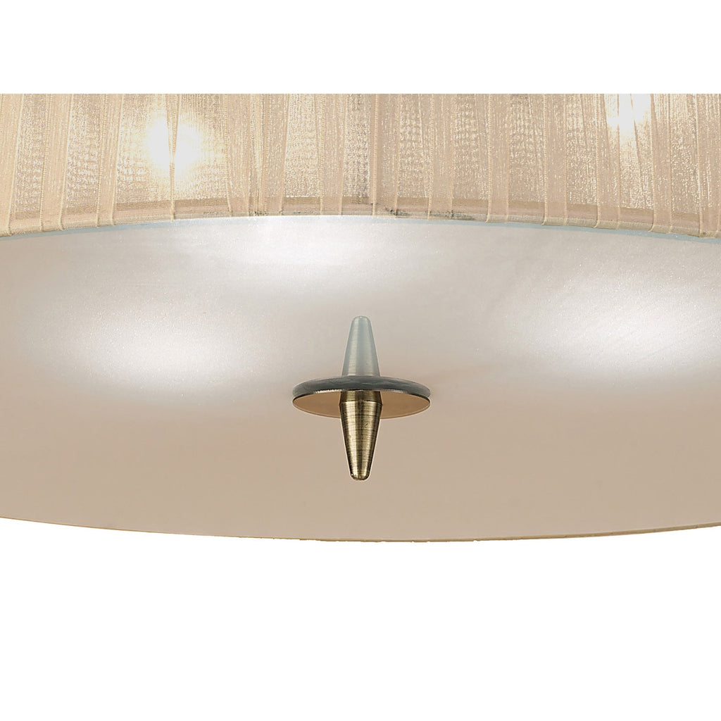 M4640AB/SB Loewe Flush Ceiling 3 Light E27 Antique Brass Soft Bronze Shade