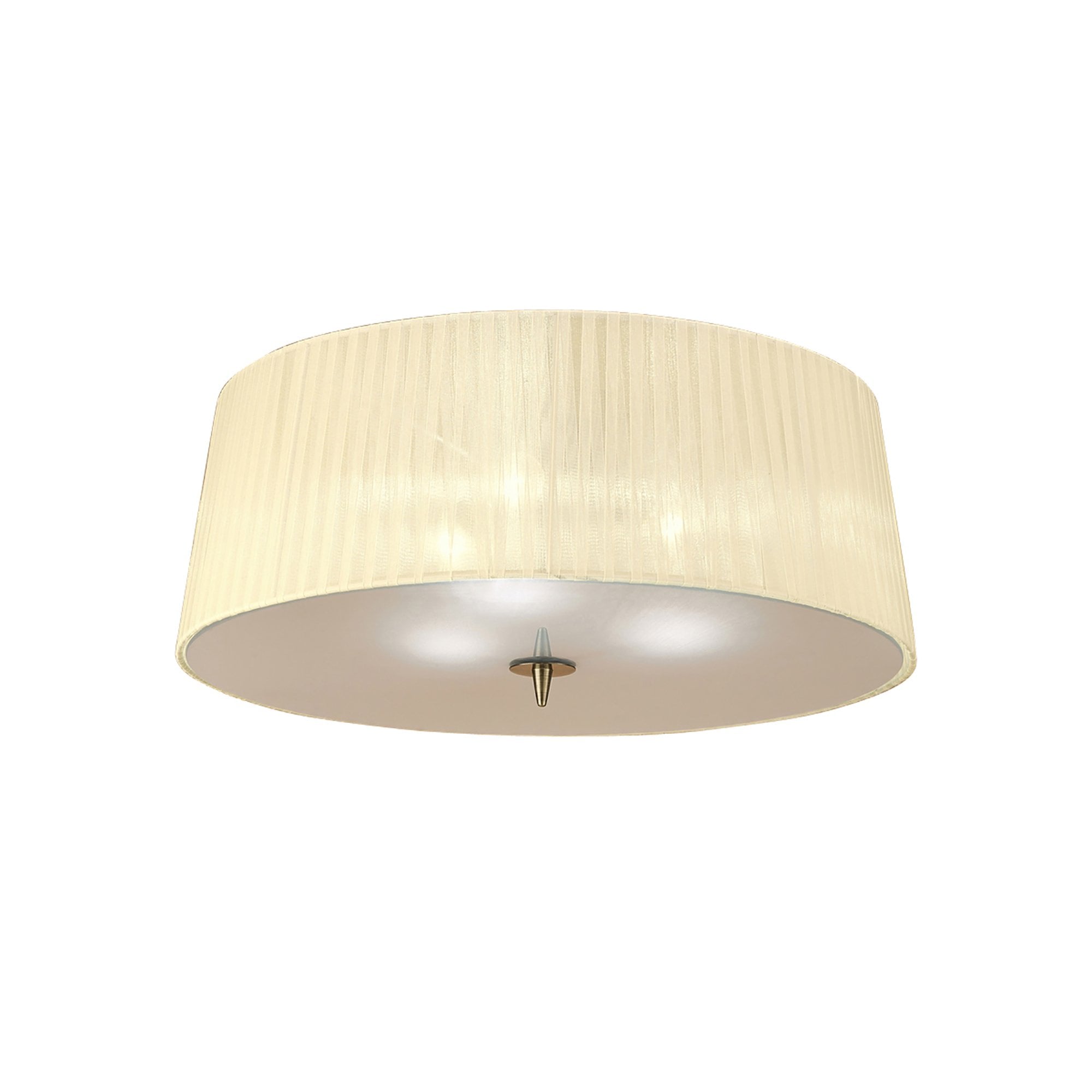 M4640AB Loewe Flush Ceiling 3 Light E27 Antique Brass Cream Shade