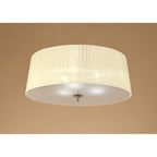 M4640AB Loewe Flush Ceiling 3 Light E27 Antique Brass Cream Shade