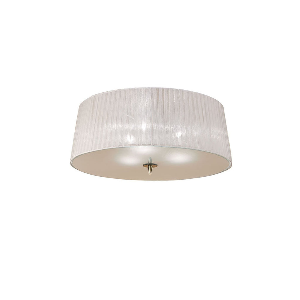 M4640AB/WS Loewe Flush Ceiling 3 Light E27 Antique Brass White Shade