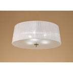 M4640AB/WS Loewe Flush Ceiling 3 Light E27 Antique Brass White Shade