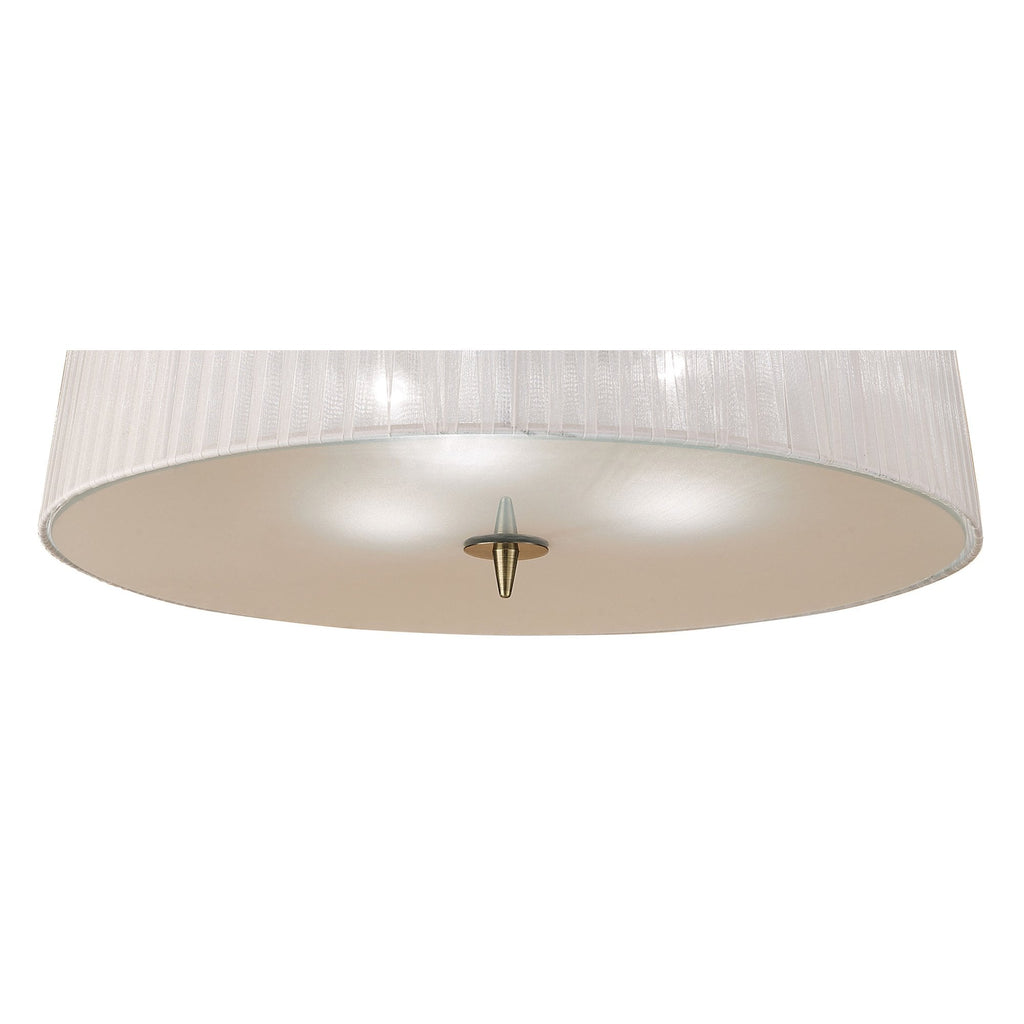 M4640AB/WS Loewe Flush Ceiling 3 Light E27 Antique Brass White Shade