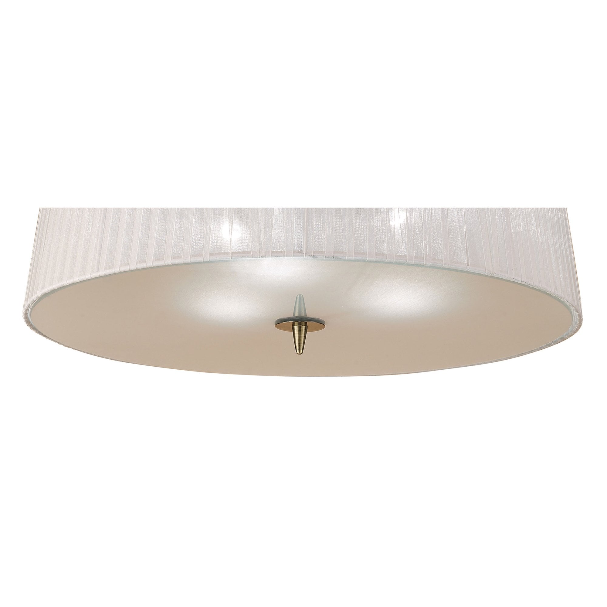 M4640AB/WS Loewe Flush Ceiling 3 Light E27 Antique Brass White Shade