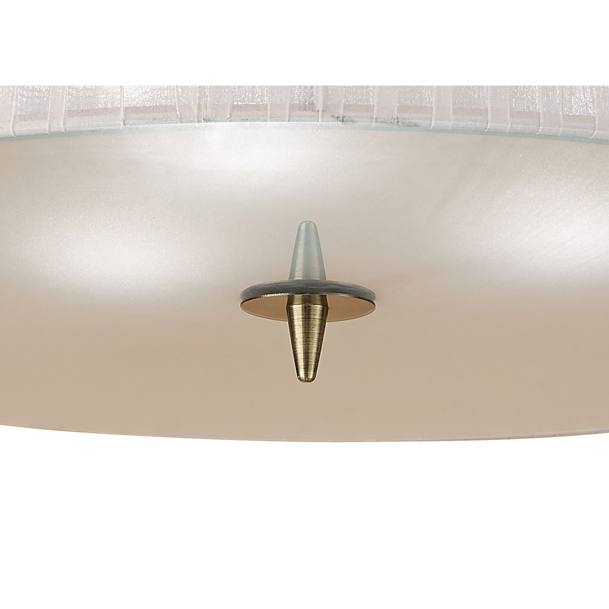 M4640AB/WS Loewe Flush Ceiling 3 Light E27 Antique Brass White Shade