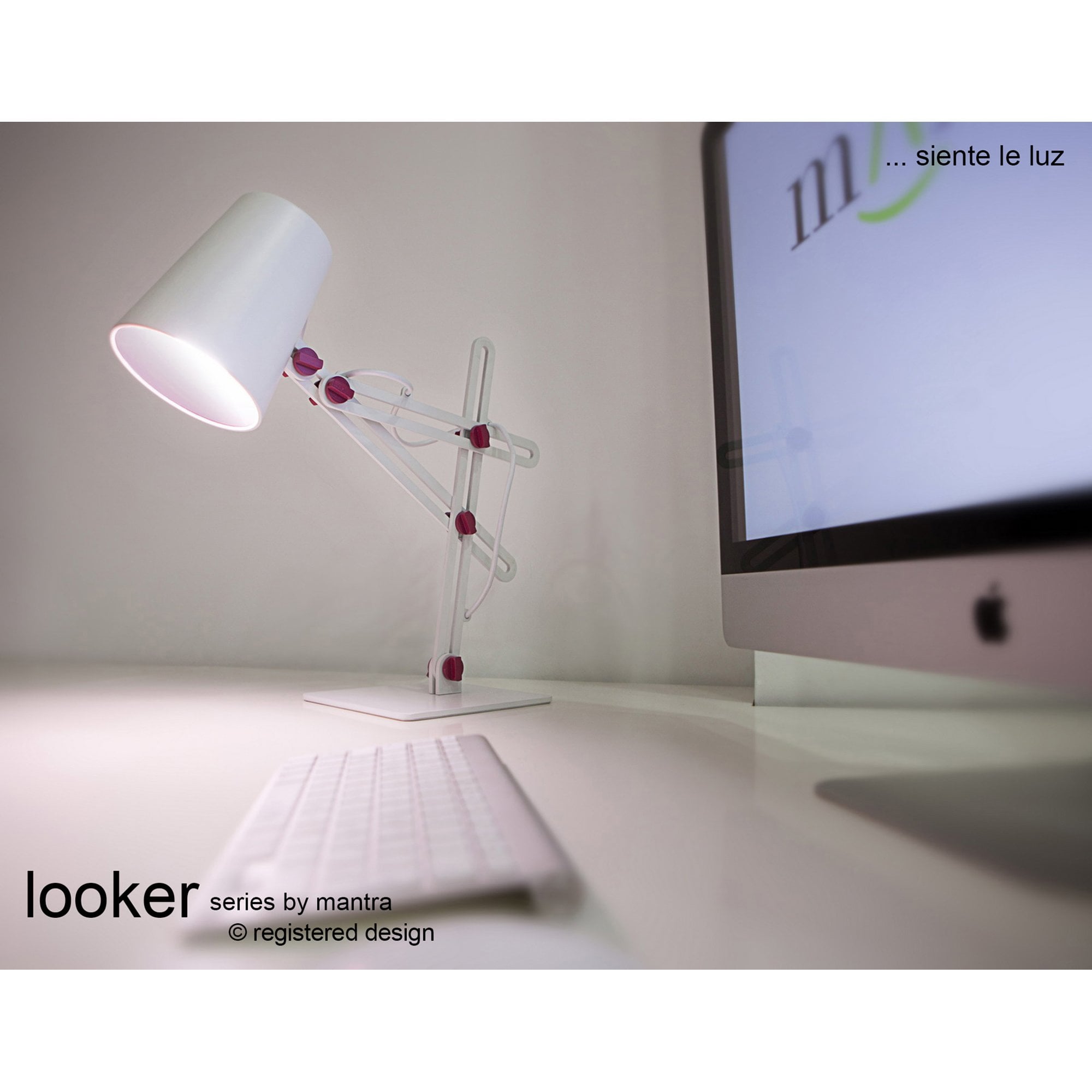 M3614 Looker Table Lamp 1 Light E27 Matt White/Green