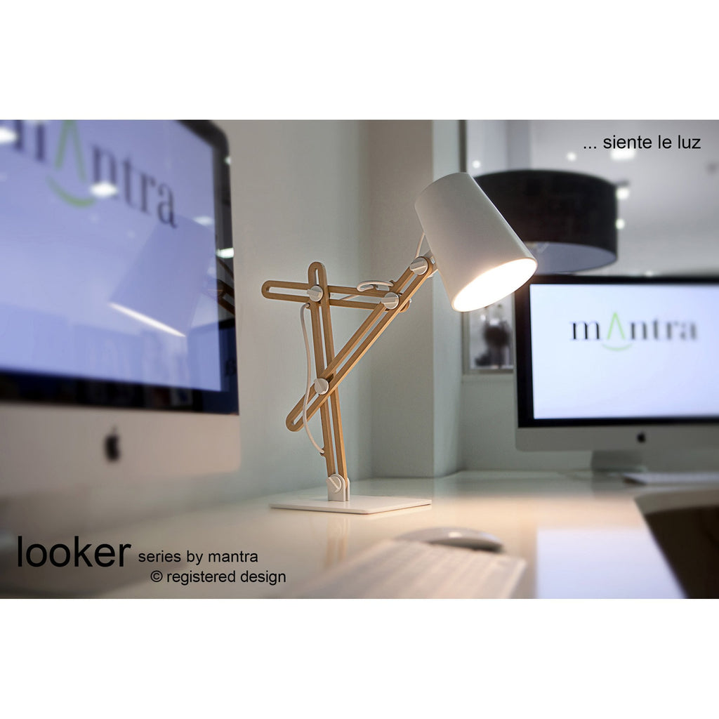 M3614 Looker Table Lamp 1 Light E27 Matt White/Green