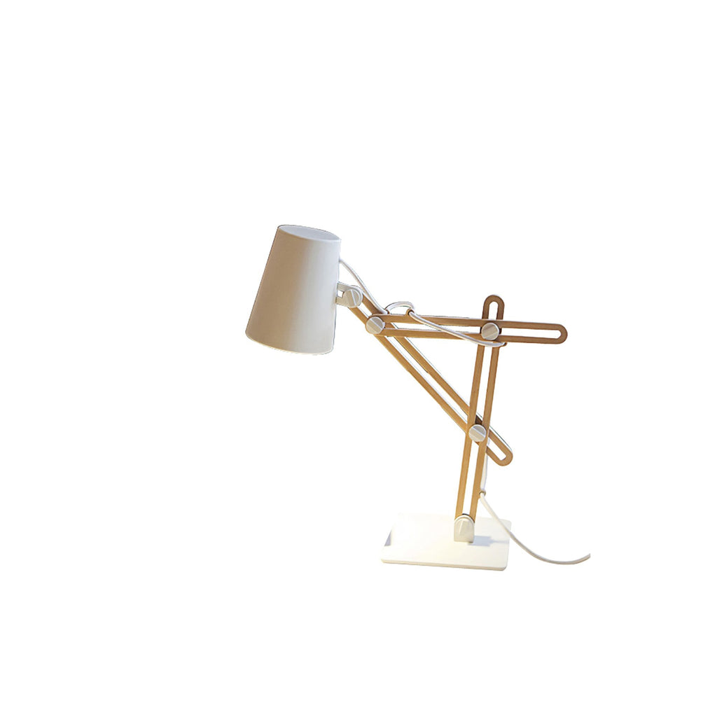 M3615 Looker Table Lamp 1 Light E27 Matt White/Beech