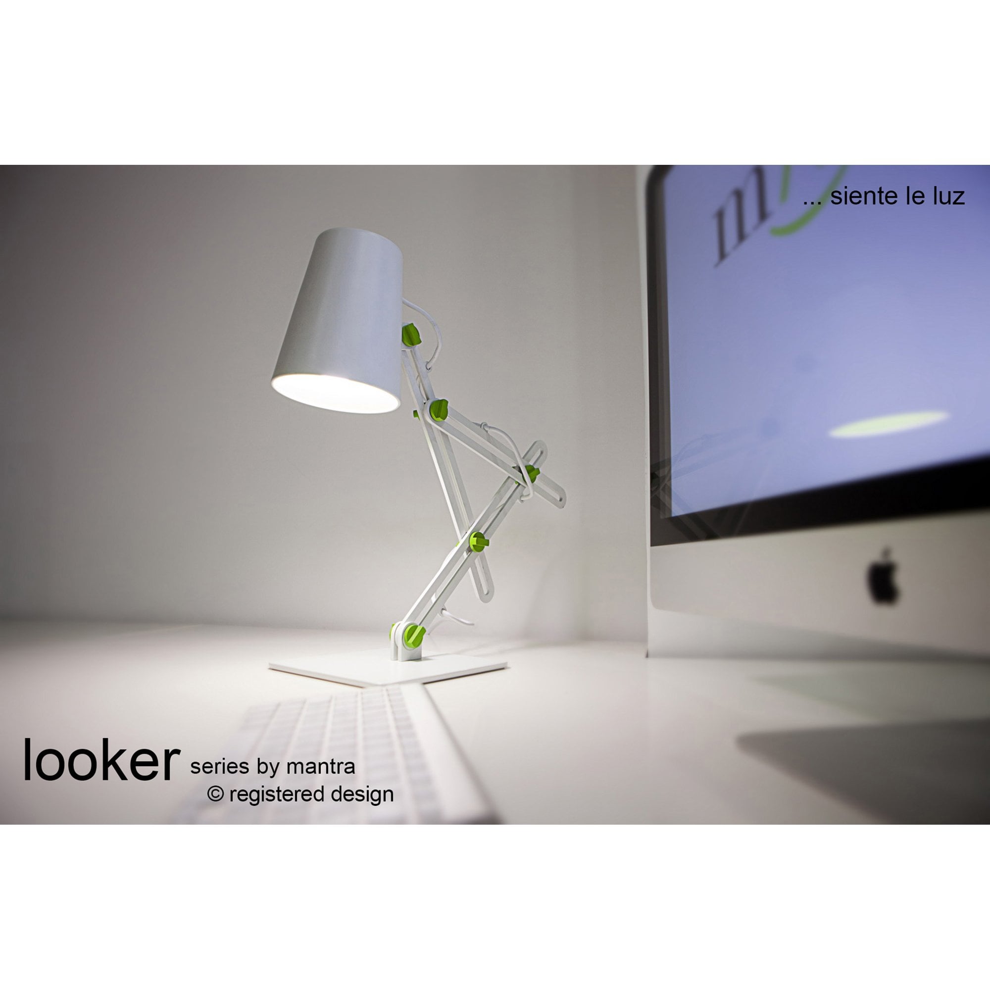 M3615 Looker Table Lamp 1 Light E27 Matt White/Beech