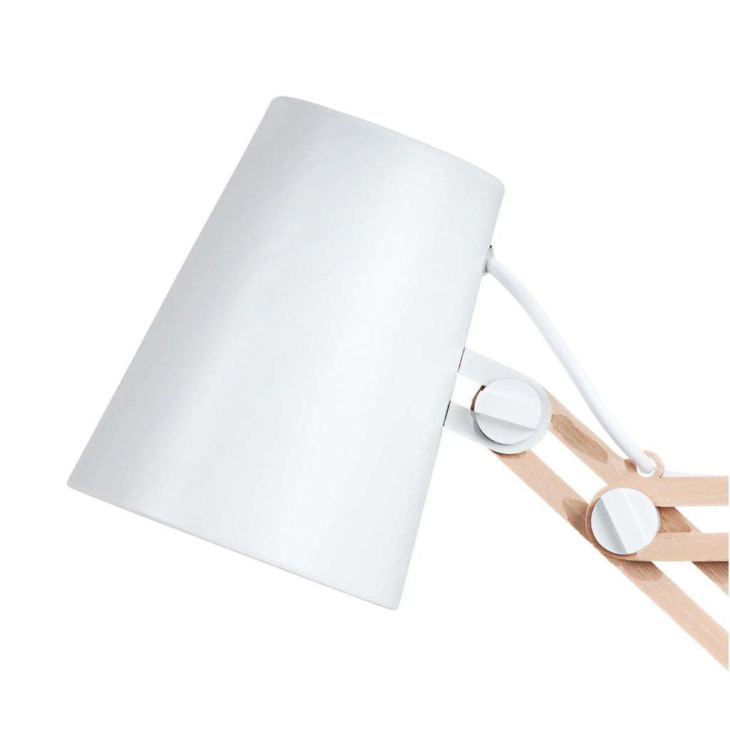 M3615 Looker Table Lamp 1 Light E27 Matt White/Beech