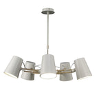 M3770 Looker Pendant 5 Light E27 Matt White / Beech