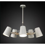 M3770 Looker Pendant 5 Light E27 Matt White / Beech