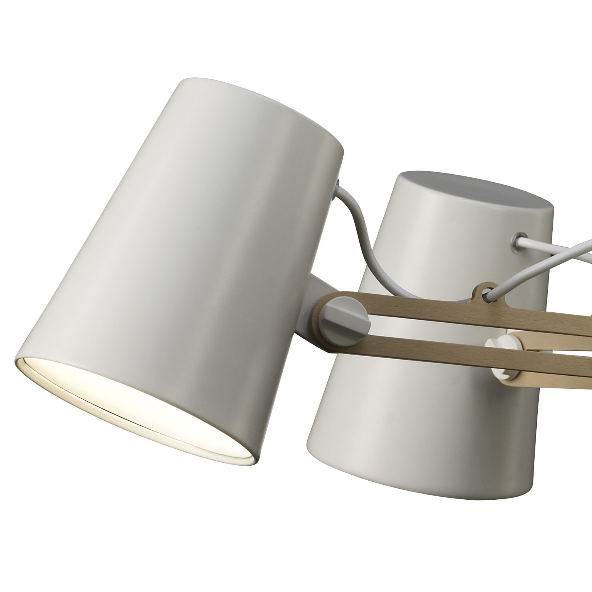 M3770 Looker Pendant 5 Light E27 Matt White / Beech