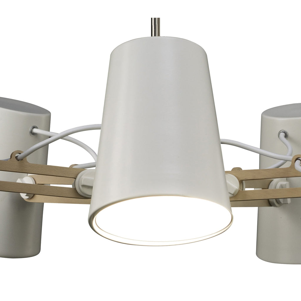M3770 Looker Pendant 5 Light E27 Matt White / Beech