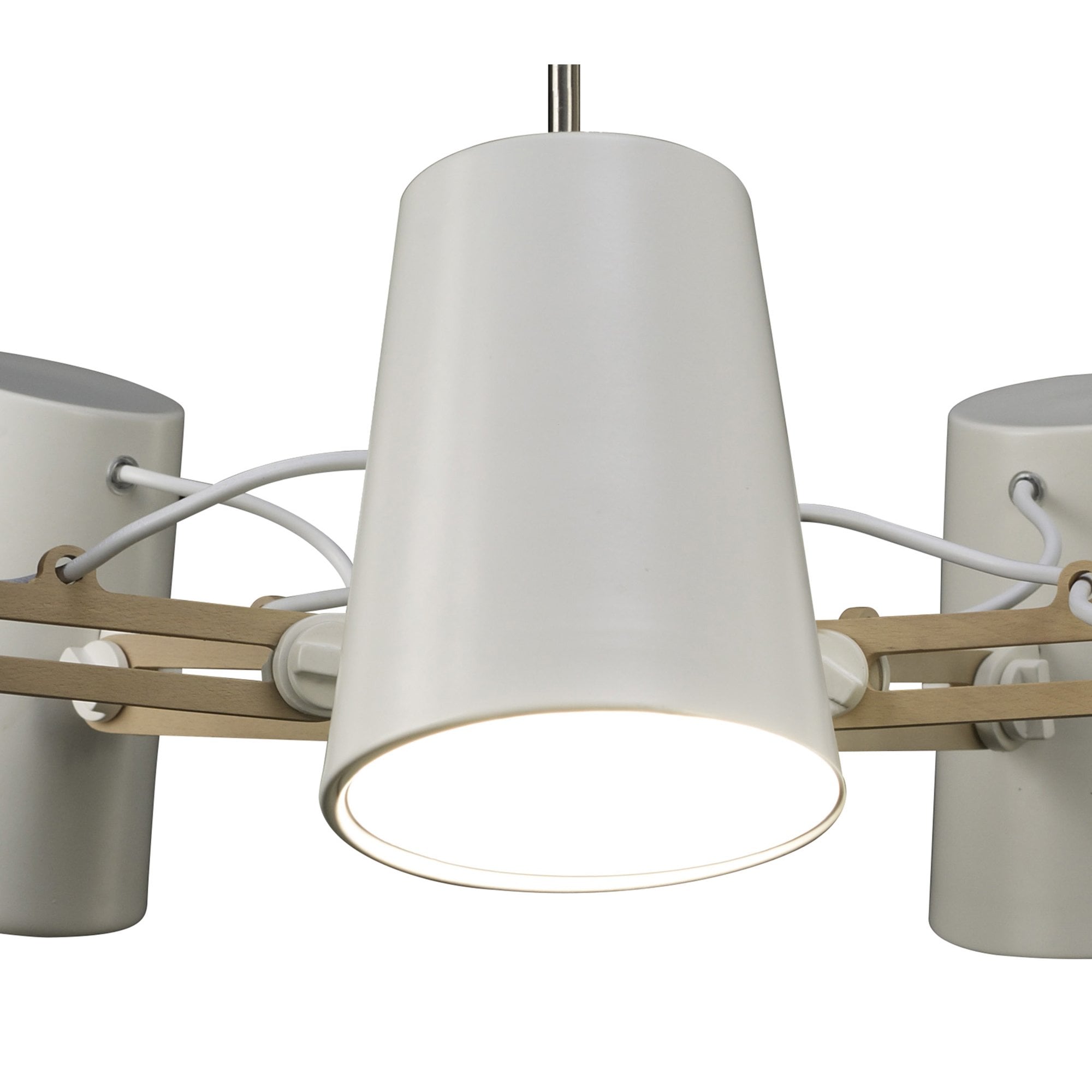 M3770 Looker Pendant 5 Light E27 Matt White / Beech