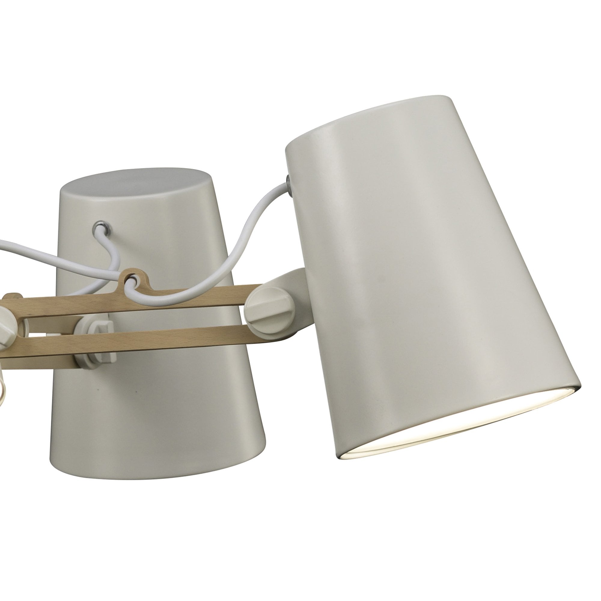 M3770 Looker Pendant 5 Light E27 Matt White / Beech